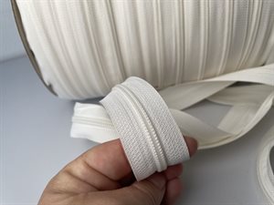 Lynlås i metermål - offwhite, glider medfølger